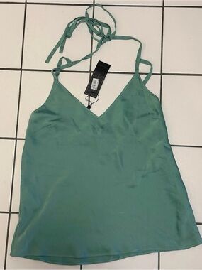 BCBGMaxAzria Sage Green V-Neck Halter Camisole